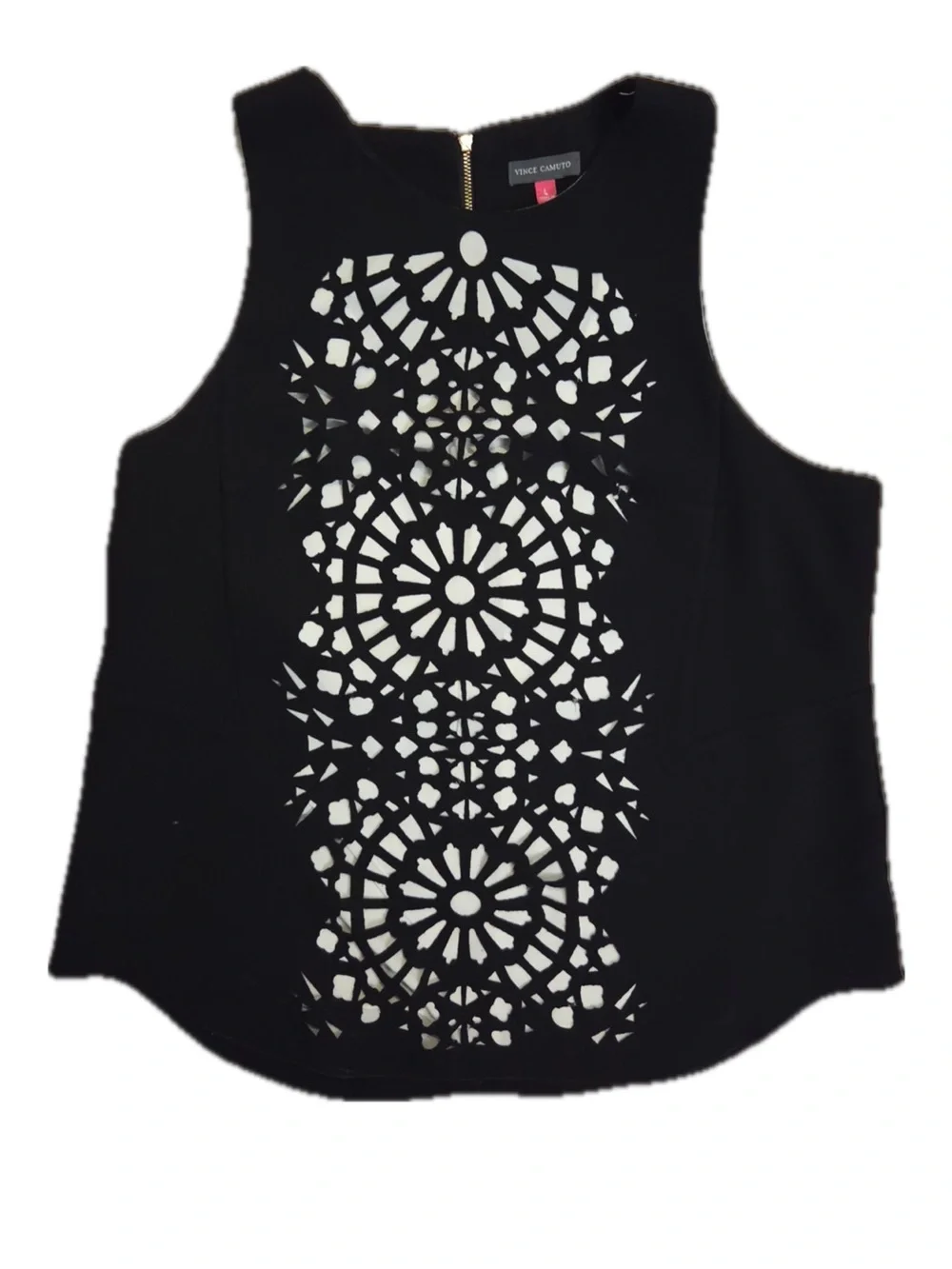 Vince Camuto Laser Cut Design Cream and Black Women Top - Picture 1 of 6